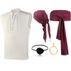 Boyiee Adult Pirate Costume Men Medieval Renaissance Shirt Pirate Bandana