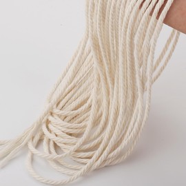 GOHOF Macrame Cord 3mm x 210m Premium Cotton Macrame Rope, 4 Strand Twisted Soft Cotton Cord, One of The Most Perfect Materials for Macrame Art, Cotton String Without Chemicals (Beige)