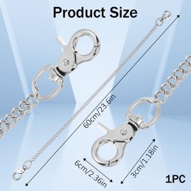 Piriuuo Biker Wallet Chain, Pants Chain Punk Jeans Chains Heavy Duty Pocket Chains with Round Clasp Metal Belt Keychains Hip Hop Keyholder Goth Accessories for Men & Women