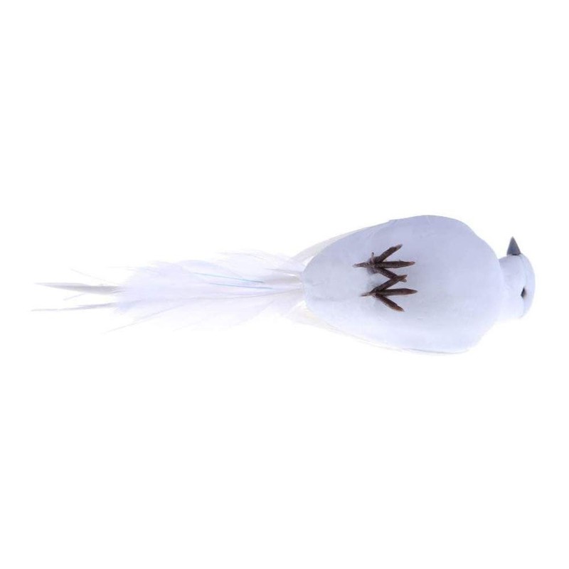 POFET 2pcs Artificial Foam Feather White Birds Decorative Fake Doves