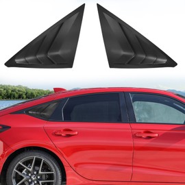 Pair Window Louvers Compatible with Honda Civic Hatchback 2022 2023 2024 11th Gen Civic Racing Style, Exterior Rear Side Window Louvers Air Vent Scoop Shades Cover Blinds -Matt Black (Hatchback)
