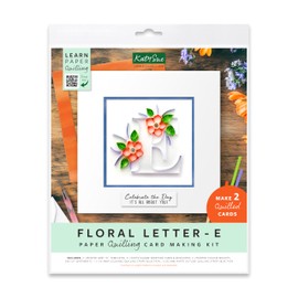 Katy Sue Floral Letter Paper Quilling Card Making Kit - Letter E. Kit Contains Quilling Templates, Coloured Strips, Mounts, Card Making Sentiments & Envelopes. Makes The Initial E