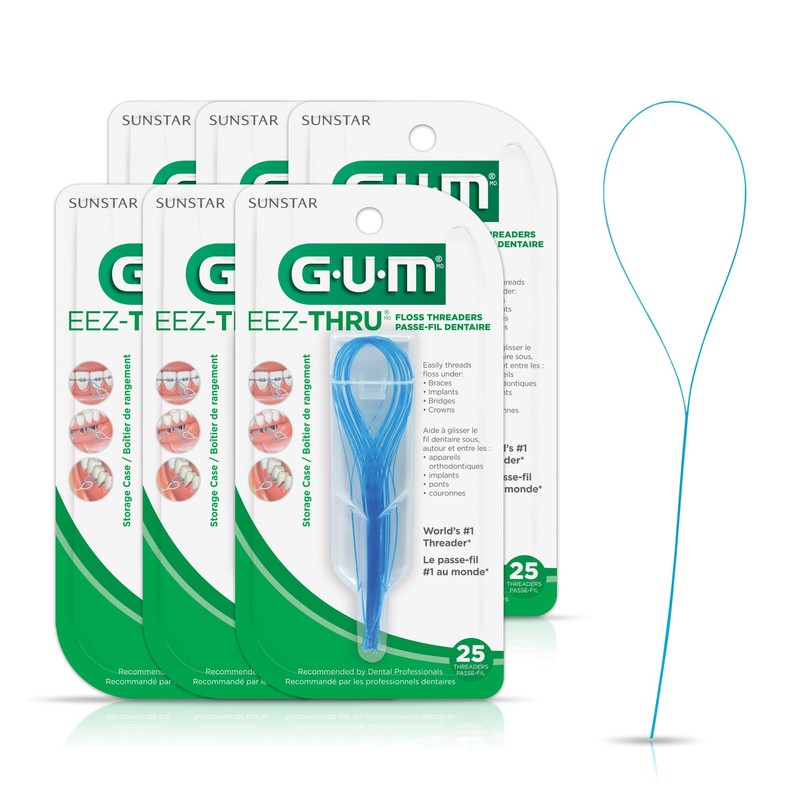 GUM EEZ-Thru Floss Threaders for Braces, Bridges & Implants, Easy