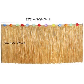 Xinlie Hawaiian Luau Table Skirt Hawaii Table Skirts Hawaiian Table Skirt Hibiscus Grass Table Skirt Hawaiian Party Decoration Kit Hawaii Luau Table Skirts for Tropical Decoration (108.7 x 11.8in)
