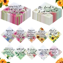 50 Pcs Handkerchiefs for Women Christian Gifts Bulk Soft Gifts Inspirational Religious Bible Verse Gifts (Floral)