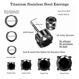 ZQGOFPT 7 Pairs 𝐓𝐢𝐭𝐚𝐧𝐢𝐮𝐦 𝐒𝐜𝐫𝐞𝐰 𝐁𝐚𝐜𝐤 Earrings for Women Men, 𝐒𝐮𝐫𝐠𝐢𝐜𝐚𝐥 Stainless 𝐒𝐭𝐞𝐞𝐥 Hoop Huggie 𝐄𝐚𝐫𝐫𝐢𝐧𝐠𝐬 Rainbow 5A 𝐂𝐮𝐛𝐢𝐜 𝐙𝐢𝐫𝐜𝐨𝐧𝐢𝐚 Stud Earrings Set Multiple Cartilage 𝐏𝐢𝐞𝐫𝐜𝐢𝐧𝐠 Sleeper Jewelry for