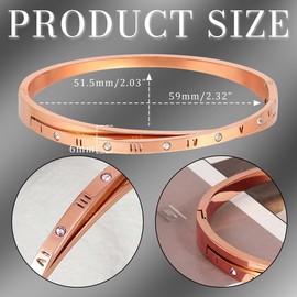 Eigso Rose Gold Fashion Bracelet for Men Women Stainless Steel Classic Wristlet for Man Woman Roman Numeral Wristband
