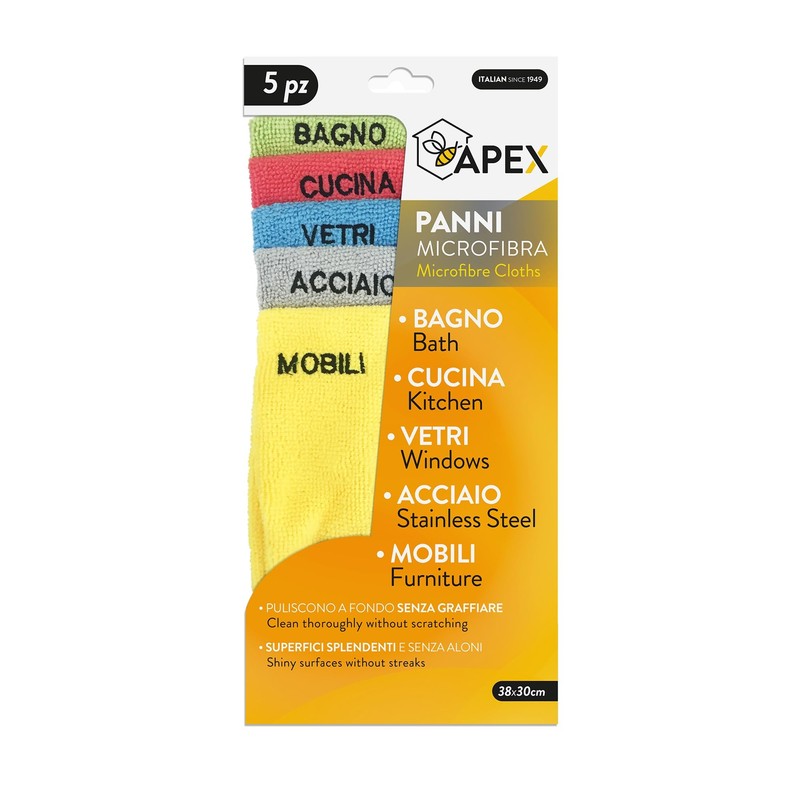 Set of 5 cloths made from 100% microfibre with USO