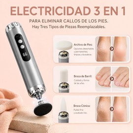KTMOUW Lima Electrica Pedicure para Pies 3 en 1 Lima Pies 13500 RPM, Gris