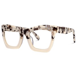 VOOGLAM Rectangle Eyeglasses for Women with Non-prescription Clear Lens Sienna Light Tortoise GWA035804-01