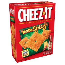 Cheez-It Cheese Crackers, Baked Snack Crackers, Office and Kids Snacks, Hot and Spicy, 12.4oz Box (1 Box)