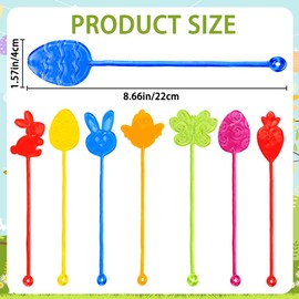 JOICEE 49pcs Easter Sticky Hands Toys for Kids, Bunny Butterfly Egg Chick Carrot Stretchy Toys Bulk for Easter Egg filler , Easter Classroom Activity Gifts for Boys Girls Party Favors Supply.