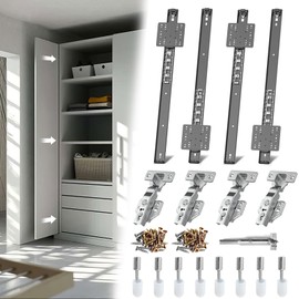 Lipshome Pocket Door Slides, Cabinet Pocket Door Slide,Pocket Door Hinge,Pivot Door Slide Hardware Inset,Cabinet Pocket Door Hardware Kit Fit for Inset Door,Cabinet Door (20 inches, Pieces, 4)