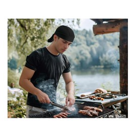 Do Rags Cooling Skull Caps, Hip Hop Hats, Pirate Hat Sweat Wicking Beanie Durags Motorcycle Head Wrap Bandana for Men Women (Low Profile Black)