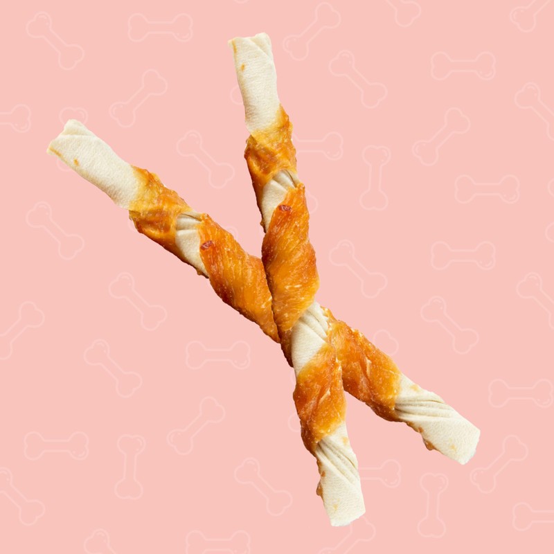 Better Belly Highly Digestible Rawhide Twist Sticks Chews, Treat Your