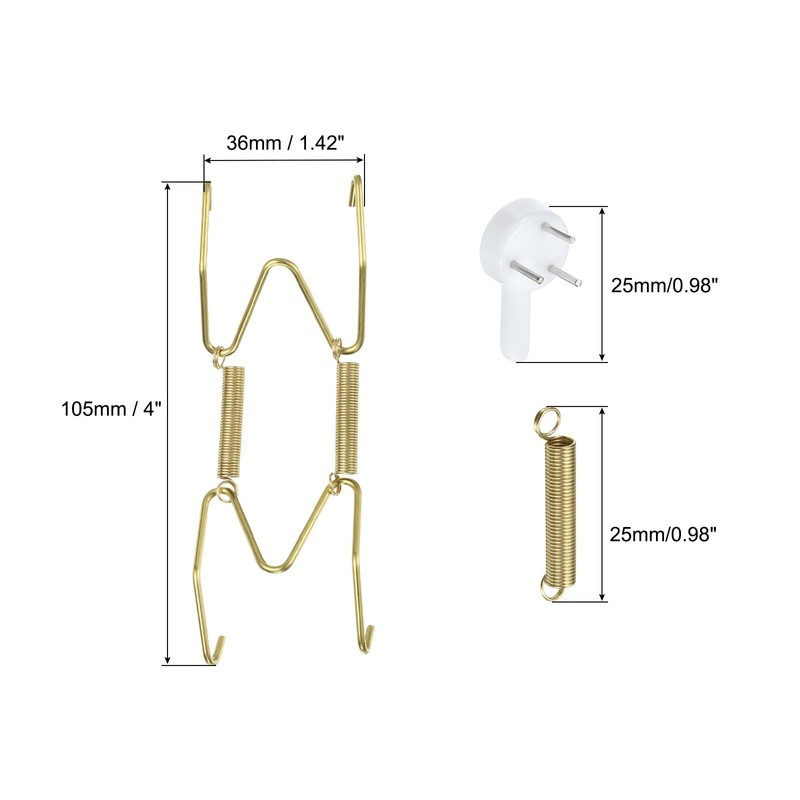 sourcing map 10Pcs Plate Hanger, 4 inch Universal Brass Invisible