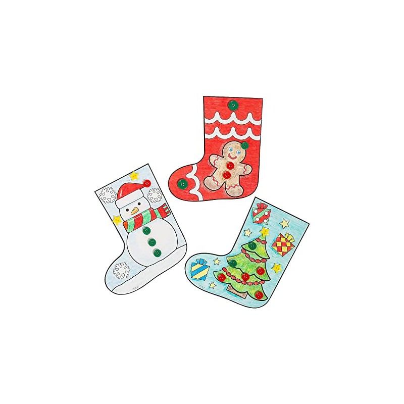 Color Your Own Christmas Stocking with Buttons Craft Kit, Makes