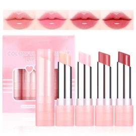 DAGEDA 4 Pack Tinted Lip Balm, Hydrating Tinted Moisturizer with Color Changing Effect, Nourishing Long Lasting Lipstick for Women, Natural Sheer Colour Lipstick Set, High Glow Lip Shine, Lightweight