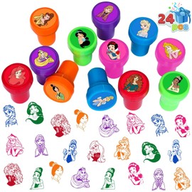 24 Pcs Princess Themed Stampers, Princess Birthday Party Supplies, Classroom Rewards Prizes, Goody Bag Treat Bag Stuff for Princess Birthday Party Gifts