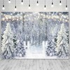 LIVUCEE 7x5ft Polyester Fabric Winter White Snowy Forest Backdrop for