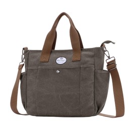 HUA ANGEL Stylish Women's Shoulder Bag Canvas Tote Bag for Women with Multiple Pockets and Shoulder Strap Handbag Women for Work Shopper Sporty Everyday, gray