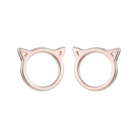 Rse Gold Tone Cat Lover Stud Earrings, Kitty Ears, Purrfection Studs (Stainless Steel) Miss Fit Boutique