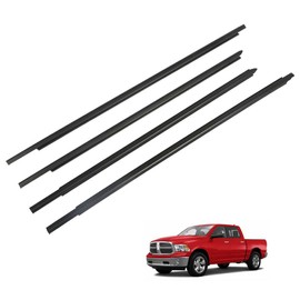 munirater 4PCS Weatherstrip Window Moulding Trim Seal Belt Black Replacement for 2009-2021 Ram 1500 2500 3500 4500 5500 55112376AH 55112377AH 55372138AH 55372139AH