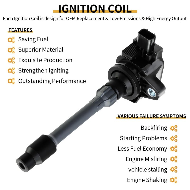 Set of 4 Ignition Coil Pack UF749 with Iridium Spark