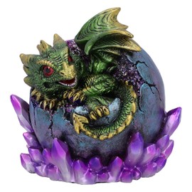 Nemesis Now Emerald Hatchling Glow Dragonling Green Dragonling Crystal Figurine, 12.5cm