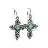 Unbranded Sparkling Cross Earrings with Crystals & Turquoise – Elegant