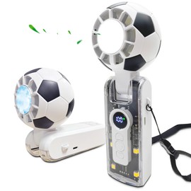 Aprilmin Portable Handheld Turbo Fan with Ice Cooling,rechargeable soccer fan,Powerful 5 Speeds LED 180°Foldable, Up to 10Hrs, outdoor activities,commuting and office use (Withe)