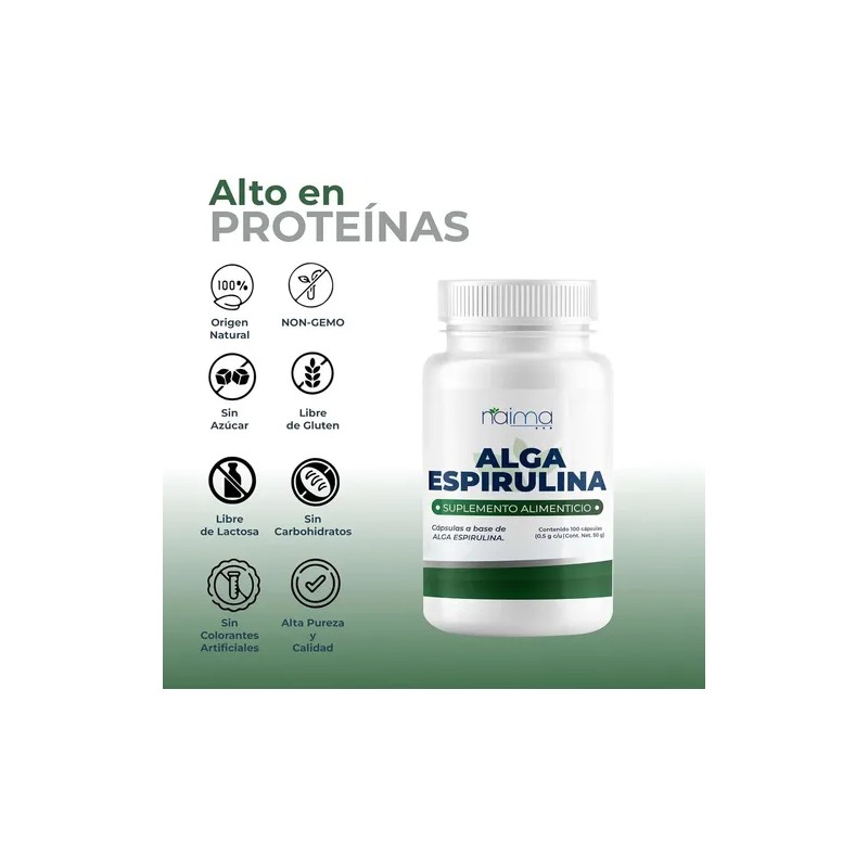 Alga Espirulina Orgánica 500 Mg Pack 3 Frascos Con 100