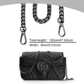 Metal Bag Chain Black, 120CM Purse Chain Straps, Handbags Replacement Chain Strap with Buckles, Metal Strap for Women DIY Purse Bag Shoulder Crossbody Handbags Shoulder Bag Crafts Making