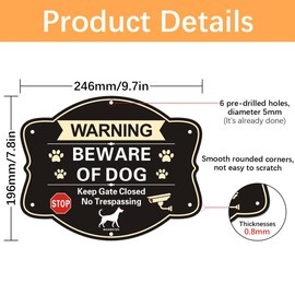 2 Pcs Beware of Dog Signs, 10"x8" Funny Metal Video Surveillance No Trespassing Sign Fade Resistant Waterproof Easy to Install for Outdoor Fence Yard Farmhouse Porch Office Lawn