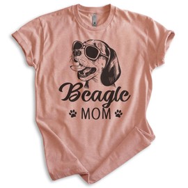 EVERTREE CLOTHING Beagle Mom T-Shirt, Unisex Women's Shirt, Beagle Owner, Cool Dog Mom Gift, Heather Sunset, Medium