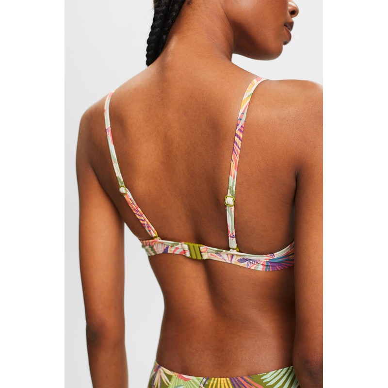 ESPRIT Bikini Top with Padded Underwired Cups and Print, 640/Coral