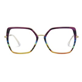 Zeelool Square Glasses Frame for Women, Oversized Fashion Eyeglasses Frame Eyewear with Non-prescription Clear Lenses Keller ZJGX344755-06