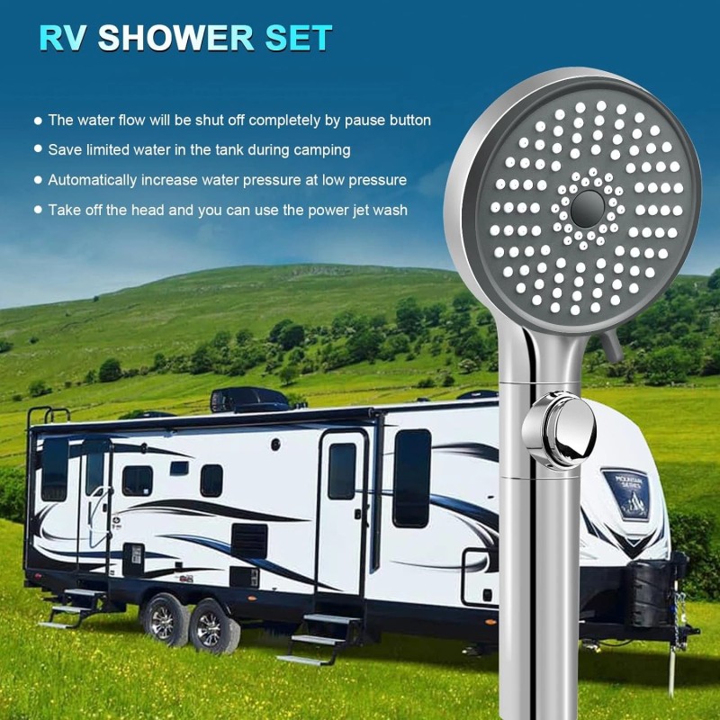 FOCSPROD RV Shower Head with Hose, High Pressure 5 Mode