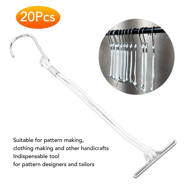 20Pcs Pattern Hooks Hanging Sewing Making Metal Hanger with Rope
