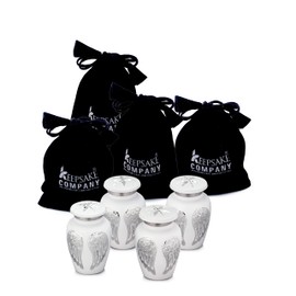 Keepsake Company Small Urns for Human Ashes - Angel Wings Mini Urns for Human Ashes - Cremation Keepsakes urns for Ashes - Ash Holders for Human Ashes – Urn -ERN - Tiny Urns for Men - (Set of Four/4)
