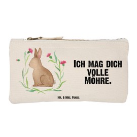 Mr. & Mrs. Panda Make Up Bag Rabbit Sitting, White, Hand Drawn