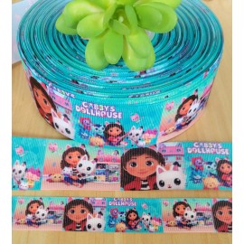 Unbranded 7/8, 1.5 &3" (1 YD) Gabby’s Dollhouse grosgrain ribbon Hair Bow Pony O’s Lanyard - 7/8 inch