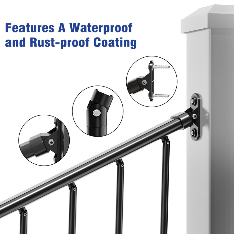 Aluminum Railing Kit, Adjustable Angle Stair Railing Kit, Universal Railing