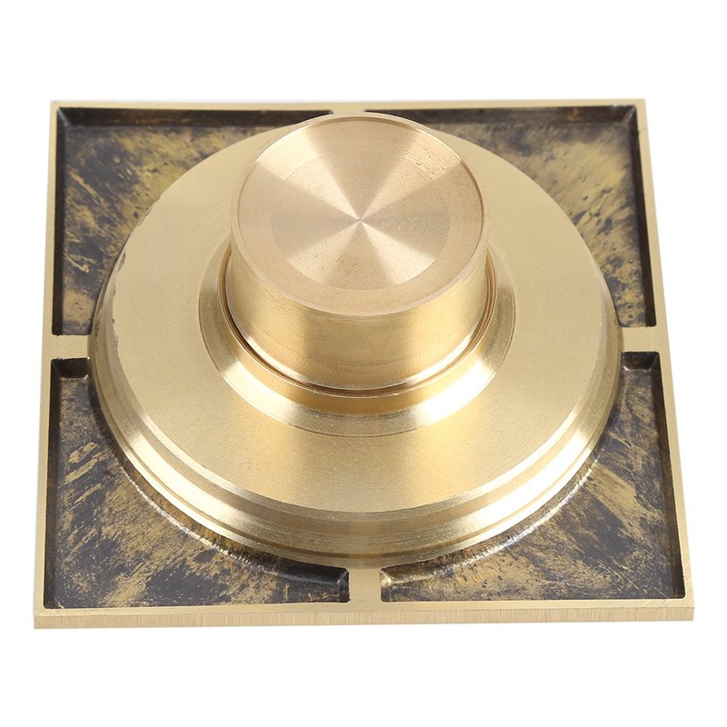 4x4 Inch Brass Square Anti-Odor Floor Drain, Hair Catcher for