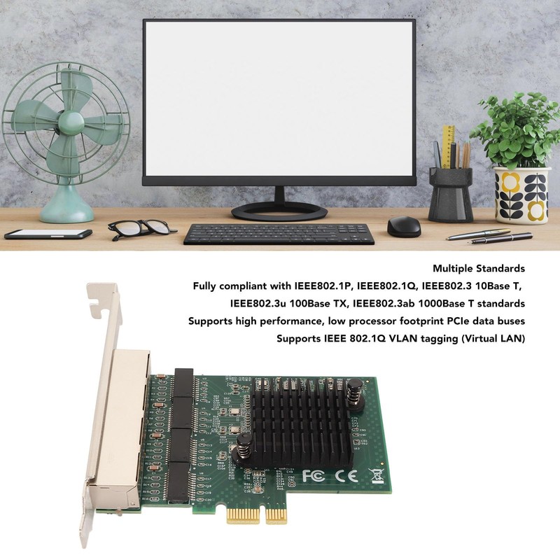 4 Port PCIe Network Card, Gigabit PCIe NIC for Realtek