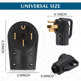 Kanayu 50 Amp RV Male and Female Plug Set 14-50P and 14-50R Receptable 125/250V with Handle Receptacle RV Electrical Campers Plug for Camper Caravan Van Trailer