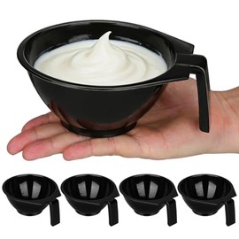 FOMIYES Hair Dye Bowl Set 5-Pack Black Hair Color Mixing Bowls with Measurements and Handle Reusable Salon Mixing Tint Bowls for Professional or Home 