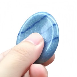 Afucats Natural Blue Aventurine Crystal Water Drop Thumb Worry Indoor Decorative Stone,1.97 * 1.57 Inchs Stress Relief Gift for Anxiety