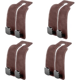 Actualiza tus 4 ganchos de cuero para reposacabezas de asiento de coche, diseño de doble gancho para carteras y bolsos, ganchos de coche ocultos para almacenamiento en el asiento trasero, accesorios