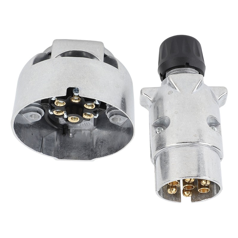 Trailer Plug Socket Kit Aluminum Alloy DC12V 7 Pin Plug